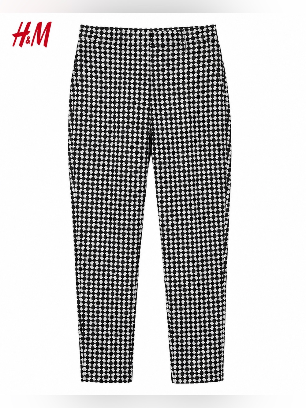 H&M Black White Geometric Print Slim Trousers Size 2